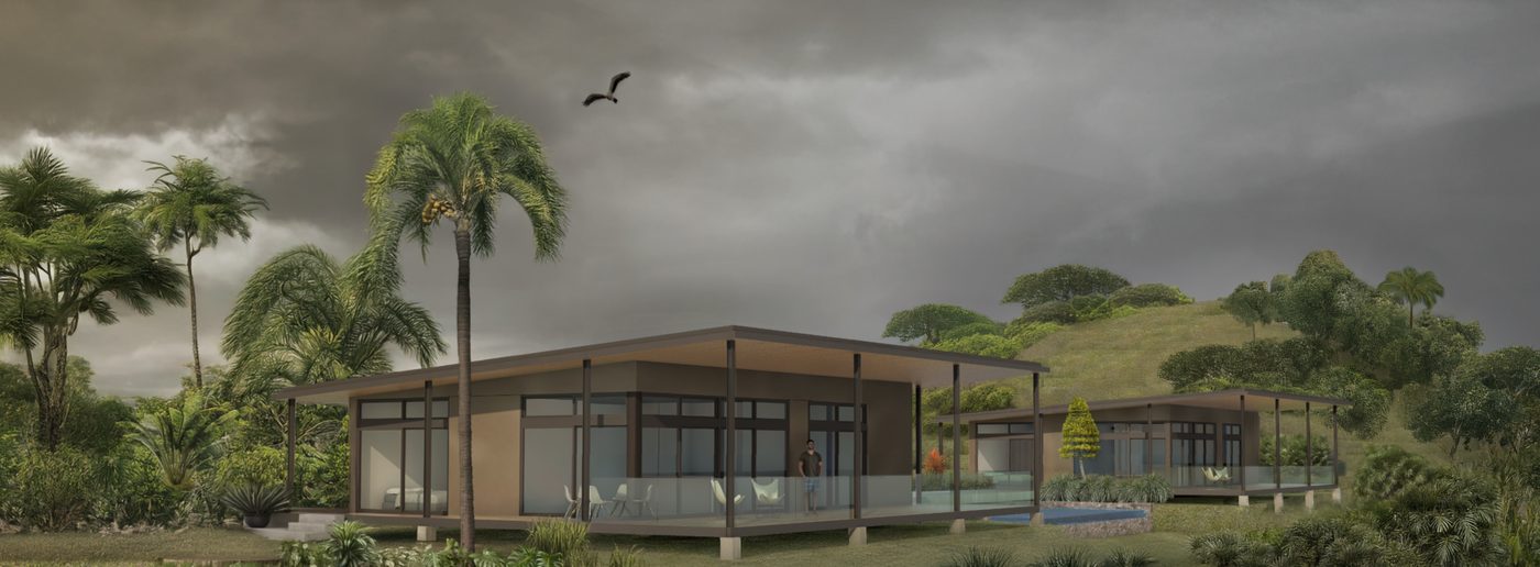 Render 3D de la villa entre selva y mar